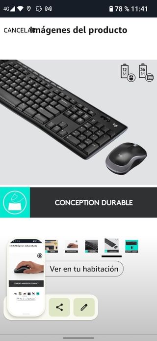 Teclado y Ratón Logitech Inalámbrico Negro