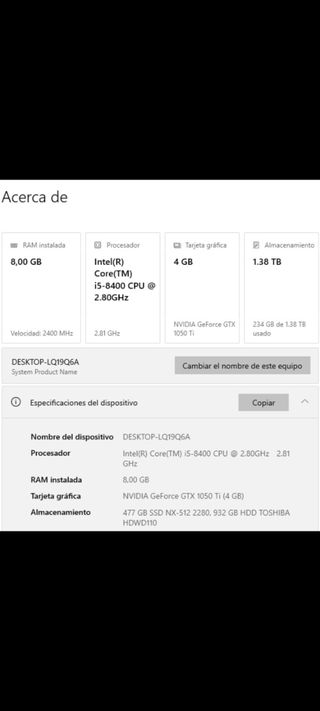 Ordenador Sobremesa PC Componentes Blanco