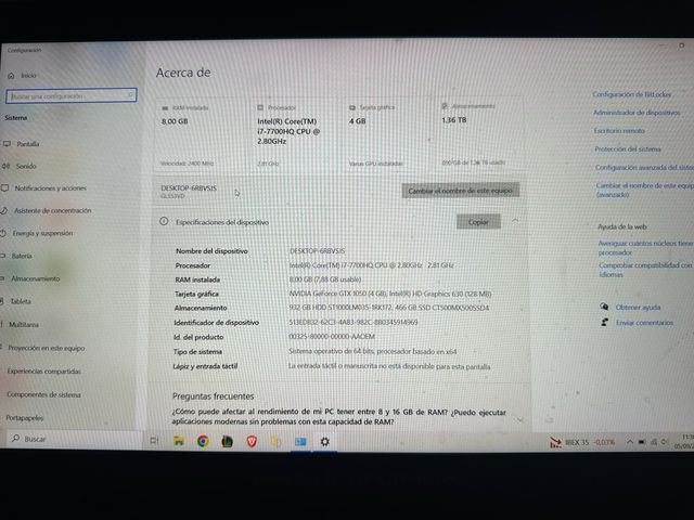 Portátil ASUS ROG ARMY GL553VD Negro