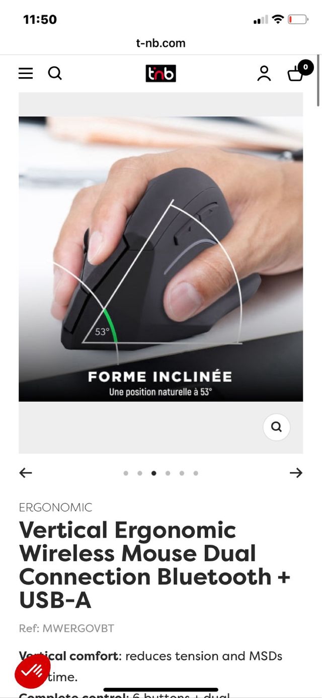 Ratón Ergonómico Vertical Inalámbrico Tnb