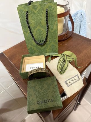 Pulsera Gucci Doble G Bañada en Oro de plata 925 