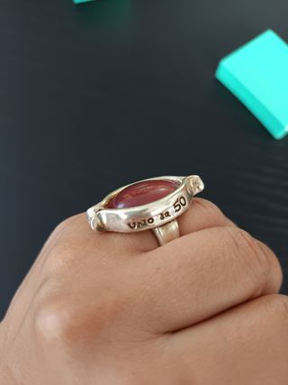 Anillo Uno de 50 Naranja y Plateado. 6 cm diámetro