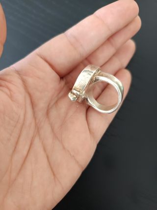 Anillo Uno de 50 Naranja y Plateado. 6 cm diámetro