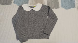Jersey invierno niña con cuello blanco