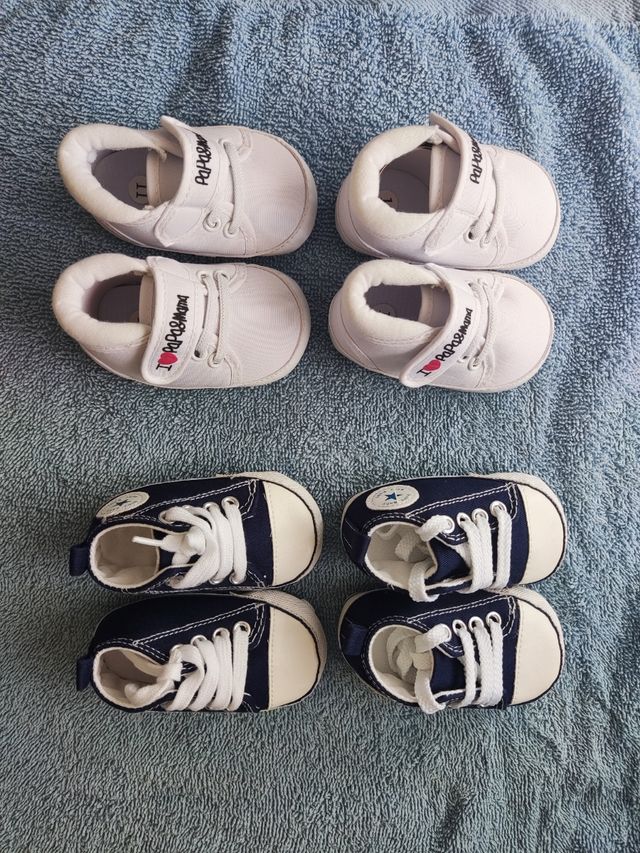 4 pares Zapatos suaves para bebé, talla 11