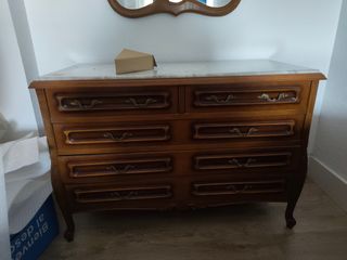 Cassettiera vintage in legno e marmo