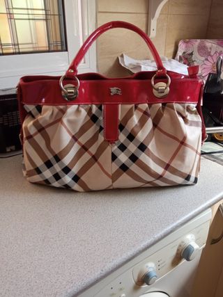 Bolso Vintage Burberry Beige y Rojo