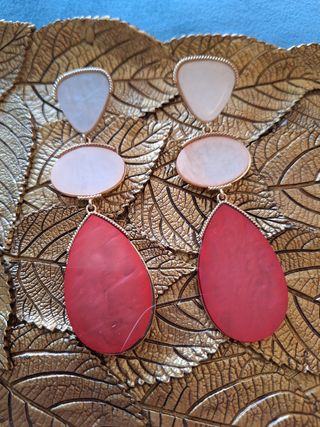 Pendientes Coral y Blanco