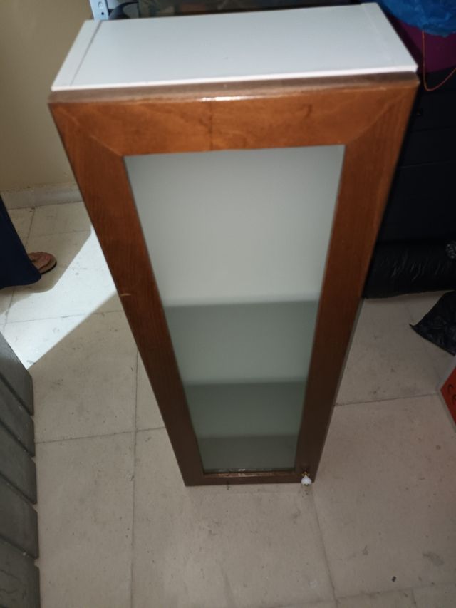 Mueble de baño colgante madera y cristal