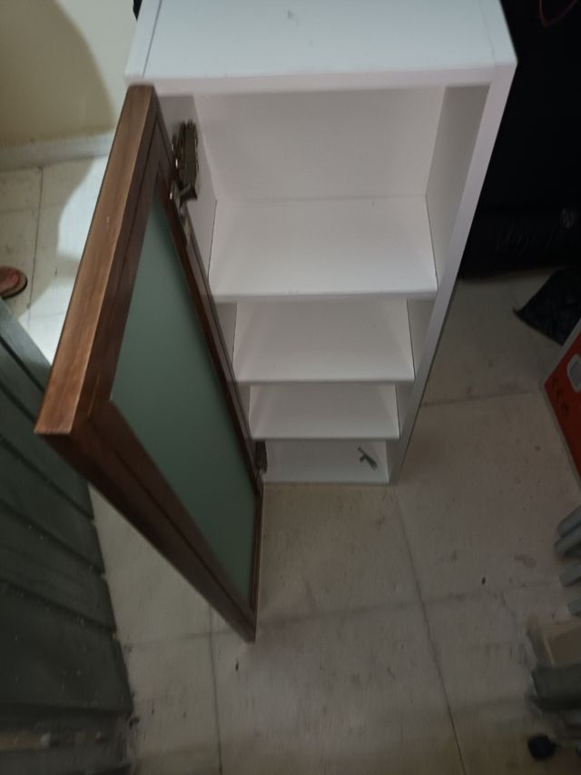 Mueble de baño colgante madera y cristal