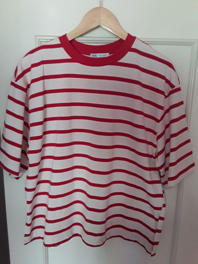 2 Camisetas Zara Rayas Marinero Azul y Rojo Talla