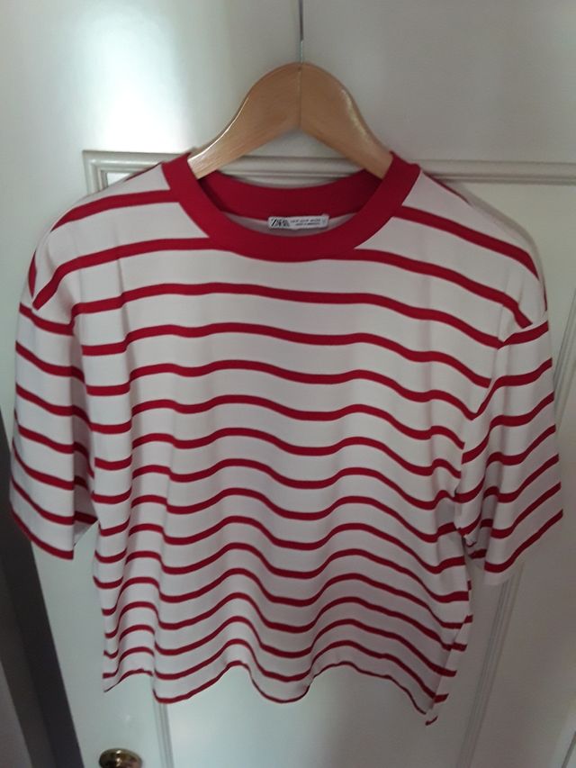 2 Camisetas Zara Rayas Marinero Azul y Rojo Talla