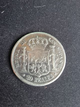 Moneda 20 Reales Reina Isabel II