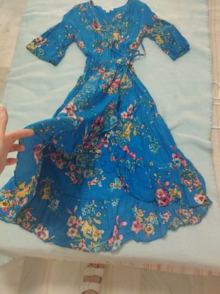 Vestido largo Springfield floral azul Talla M