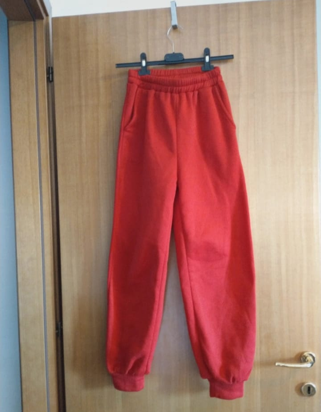 Pantaloni felpati donna rossi  XS / IT 38 / EU 34