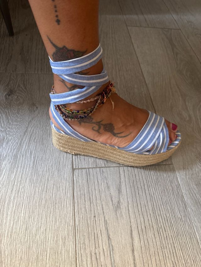 Espardeñas Pull&Bear Rayas Azul/Blanco