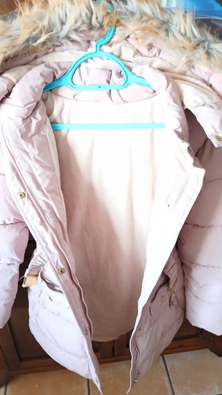 Abrigo rosa palo con capucha talla 16 niñas