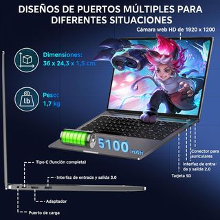 Portátil NUEVO 16" con 16GB RAM, 512GB SSD, CPU i3