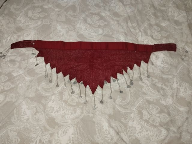 Traje Danza Oriental Rojo Burdeos 2 Piezas