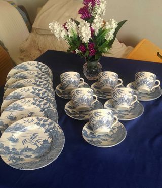 JUEGO MERIENDA BARRATS, "WILLOW" PORCELANA INGLESA