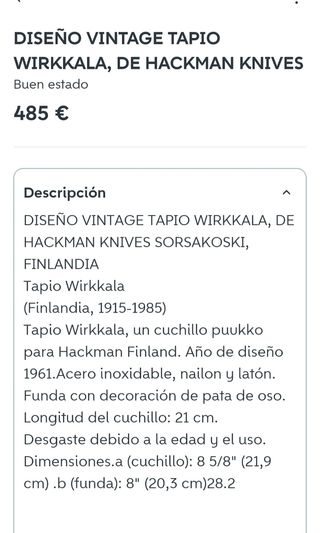 Abrecartas Vintage Tapio Wirkkala de Hackman