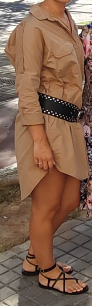 Vestido camisero beige Zara Talla S