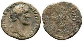 Sestercio Romano Antonio Pío, padre marco aurelio