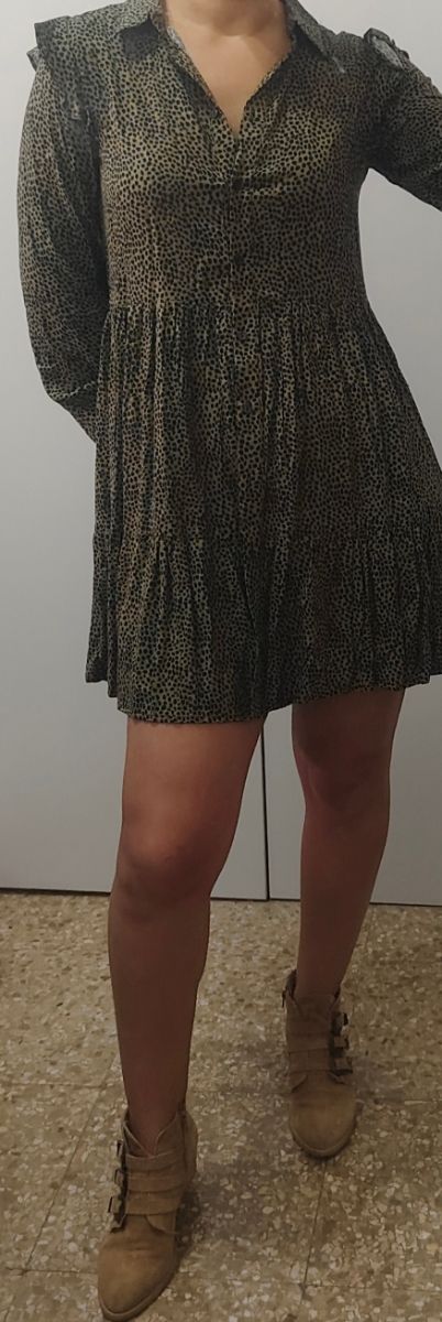 Vestido camisero verde estampado T.S Stradivarius