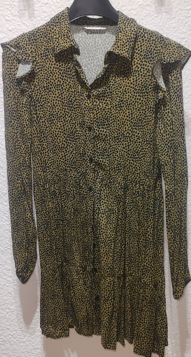 Vestido camisero verde estampado T.S Stradivarius