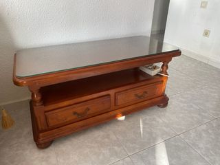 Mesa de centro madera y cristal salón