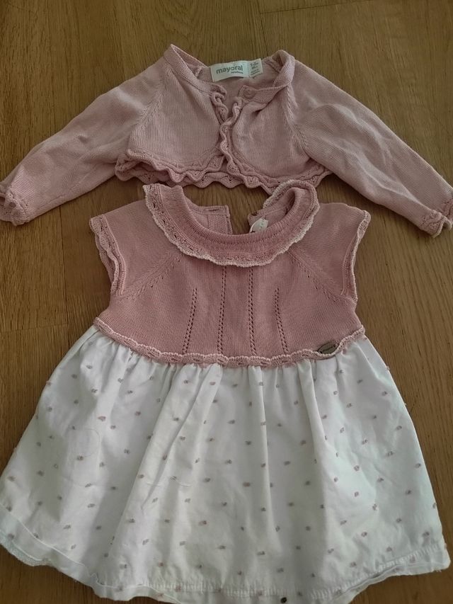 Vestido y rebeca Mayoral bebé rosa