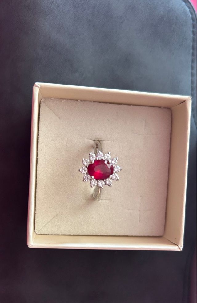 Anello Argento 925 con Zirconi Rossi