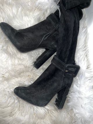Botas altas de gamuza negra talla 36