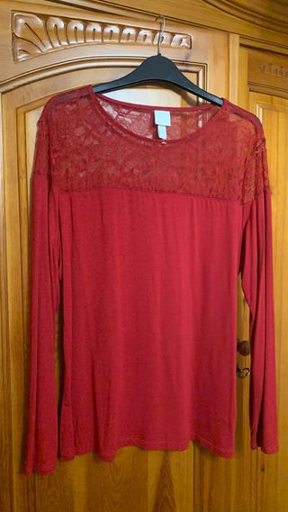 Jersey H&M Rojo Talla XL Encaje
