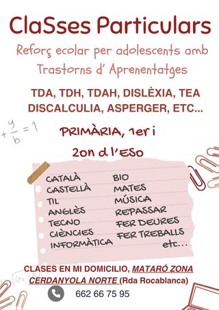 Clases particulares alumnos Trastornos Aprendizaje