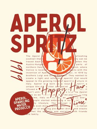 Quadro Stampa Vintage Aperol Spritz Cornice 40x30