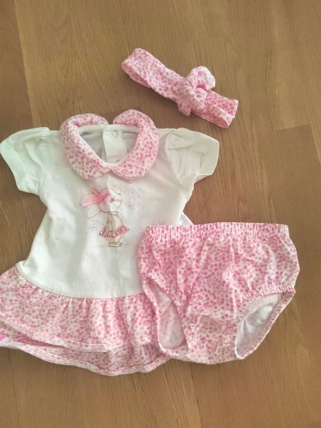 Conjunto Vestido y Braga Bebé Niña