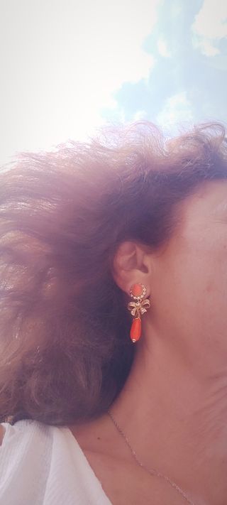 Pendientes Coral Oro 18K