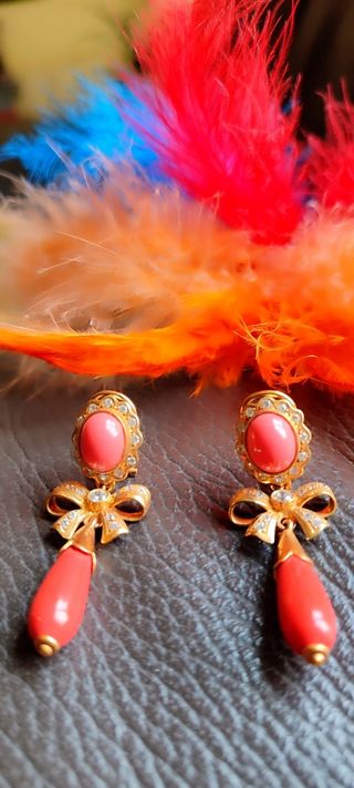 Pendientes Coral Oro 18K