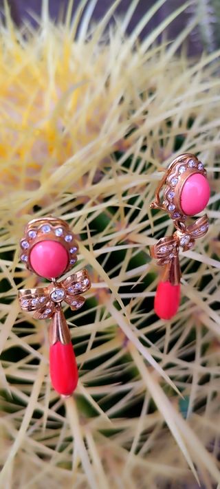 Pendientes Coral Oro 18K