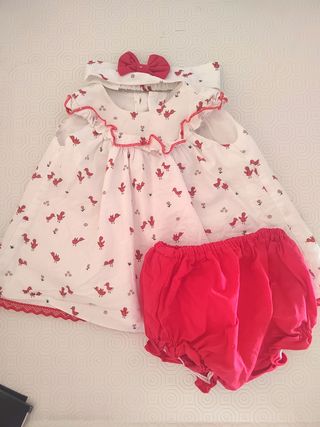 Vestido y braguita bebé niña estampado pájaros