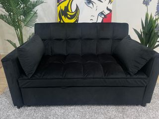 Sofá cama negro de terciopelo elegante