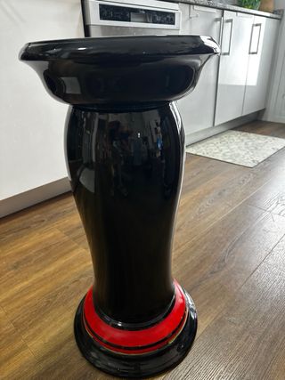 Macetero Cerámica Columna Vintage Negro/Rojo