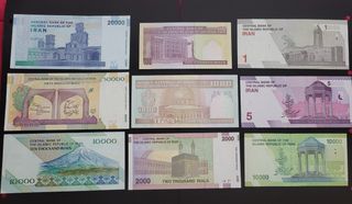 9 Billetes de Irán Nuevos