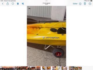 Kayak de travesía de fibra+asiento+carro+pala