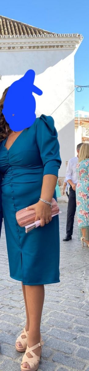 Vestido invitada verde azulado