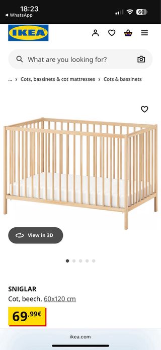 Cuna IKEA con colchón ergonómico. 