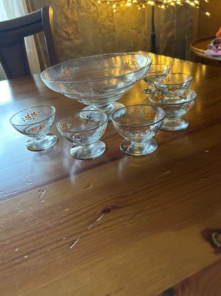 Juego Vintage Copas Postre Decoradas