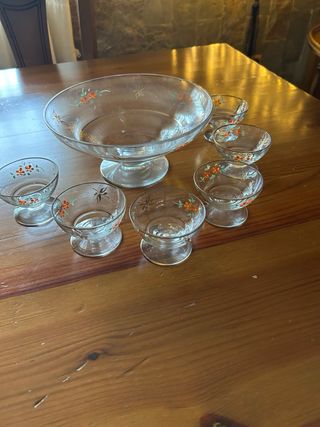 Juego Vintage Copas Postre Decoradas