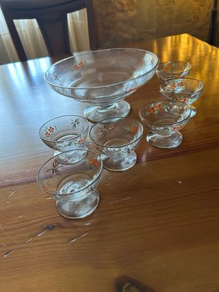 Juego Vintage Copas Postre Decoradas
